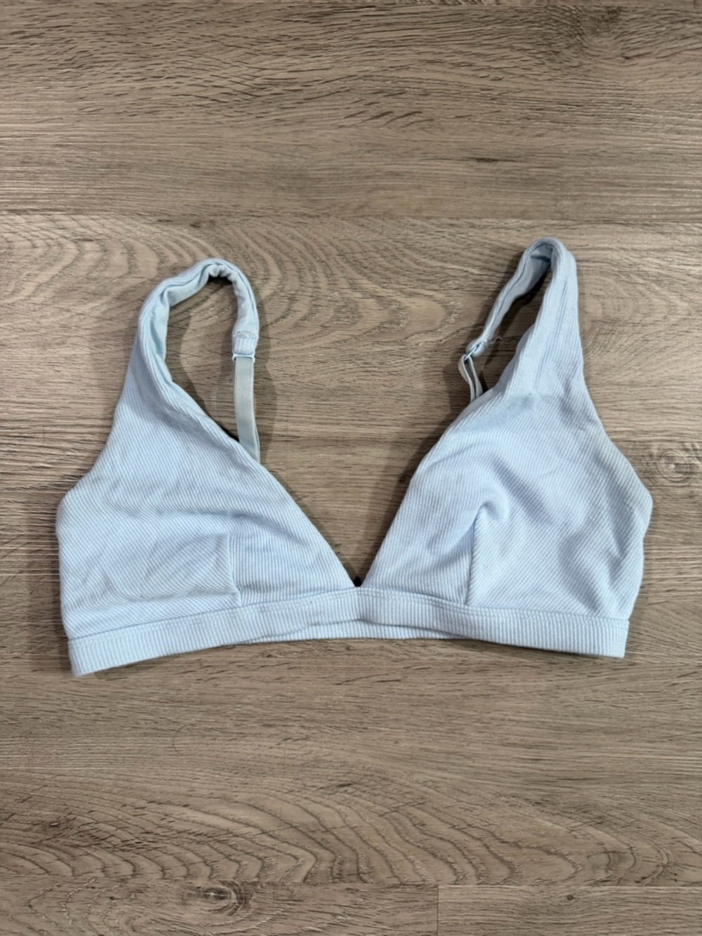 Auden Light Blue Ribbed Triangle Bralette - Women Intimates & Sleepwear